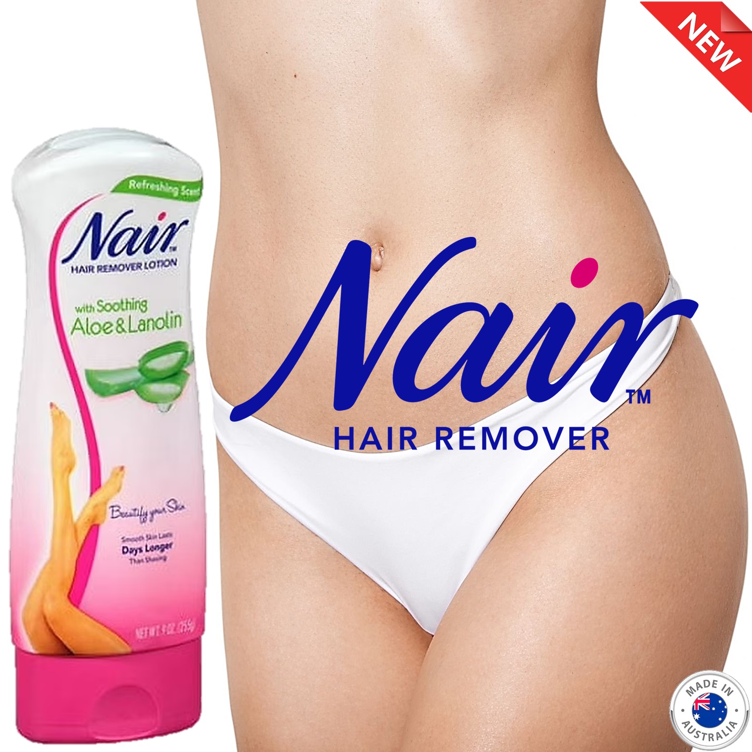 Nair Hair Remover Lotion With Soothing For Legs&Body Aloe&Lanolin 255g ผลิตภัณฑ์กำจัดขนบริเวณร่างกายสูตรอ่อนโยนจากสารสกัดธรรมชาติสินค้านำเข้าจากต่างประเทศพร้อมส่ง