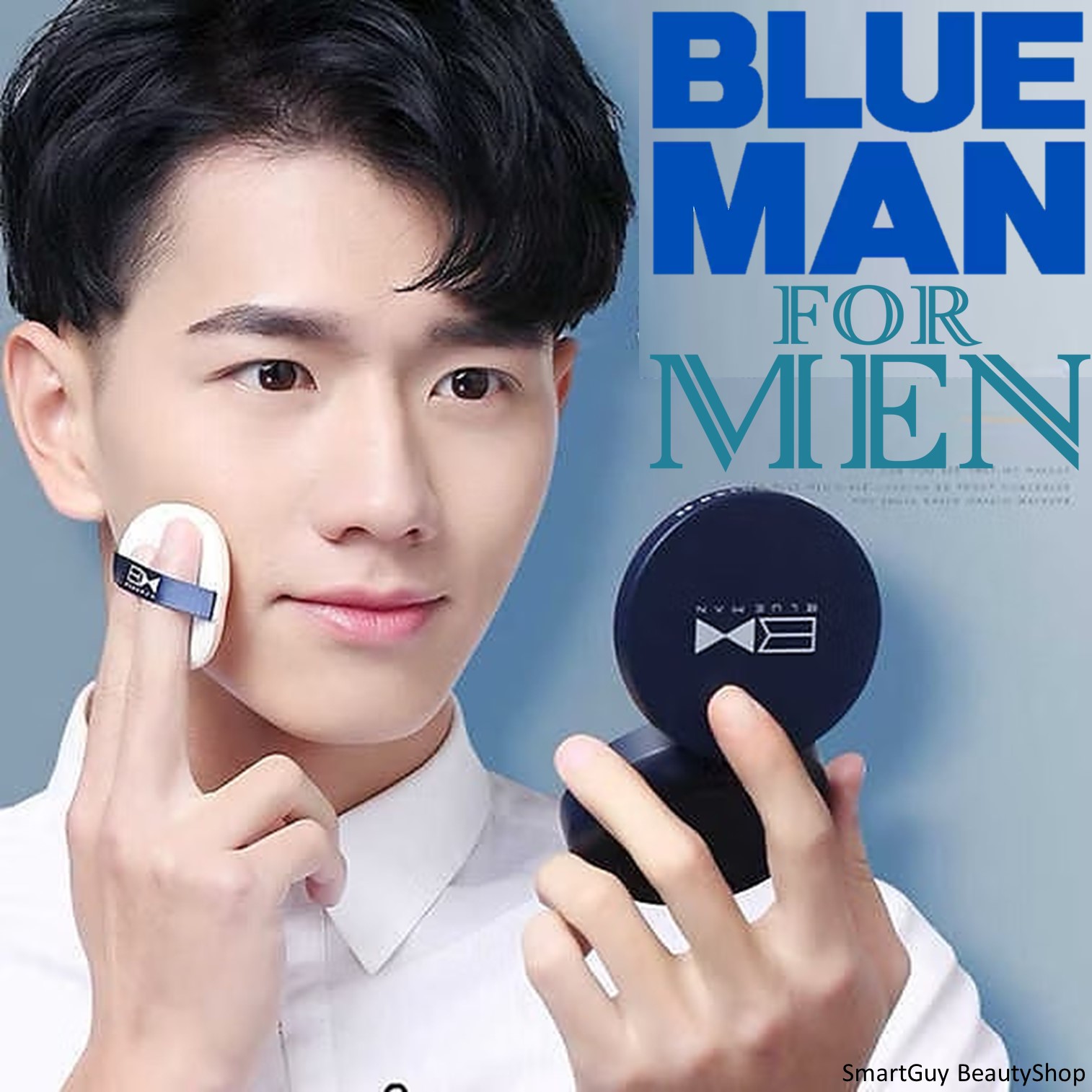 BlueMan VIP Make Up Cushion Cream BB For Men Natural Color คุชชั่นรองพื้นเนื้อบางเบาสำหรับผู้ชายหล่อเนียนใสดูเป็นธรรมชาติมั่นใจได้นานตลอดวัน