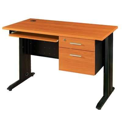 โต๊ะคอมพิวเตอร์ 2 ลิ้นชักขวา ขาเหล็ก บังตาเหล็ก ขนาด : W 120.0 x D 60.0 x H 75.0 CM.