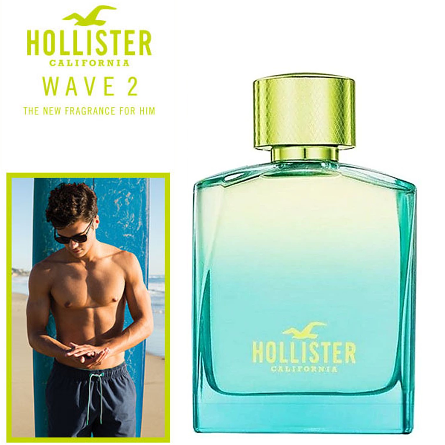 Hollister Wave 2 For Him Eau de Toilette Spray 50ml น้ำหอมลิขสิทธิ์แท้สำหรับผู้ชายกลิ่นพิเศษจากโฮลลิสเตอร์