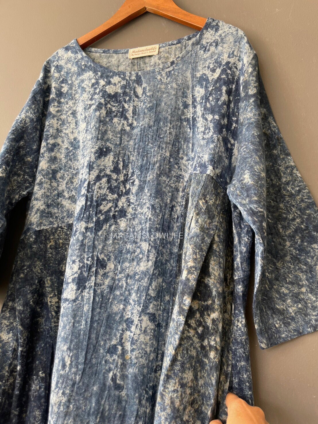 เดรส Size 36-44 แขนยาว 16.5 ยาว 37 เนื้อผ้าคอตตอนพรีเมียม ลายมัดย้อม ย้อมด้วยสีปลอดสารพิษ