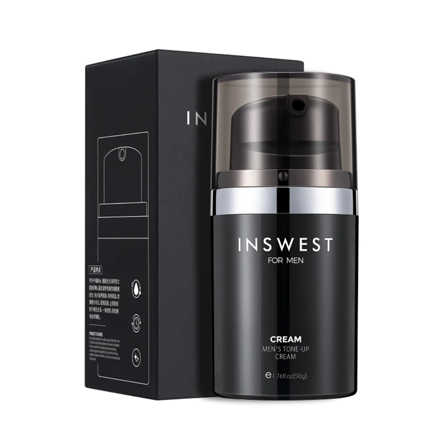 INSWEST Men's Tone Up Cream 50g ครีมโทนอัพเนื้อบางเบาปรับแต่งผิวหน้าเรียบเนียนกระจ่างใสสำหรับผู้ชาย