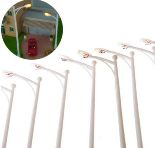 เสาไฟถนน กิ่งเดี่ยว 6V สูง 9.5 ซ.ม. (สเกล 1:100) / 5 ต้น