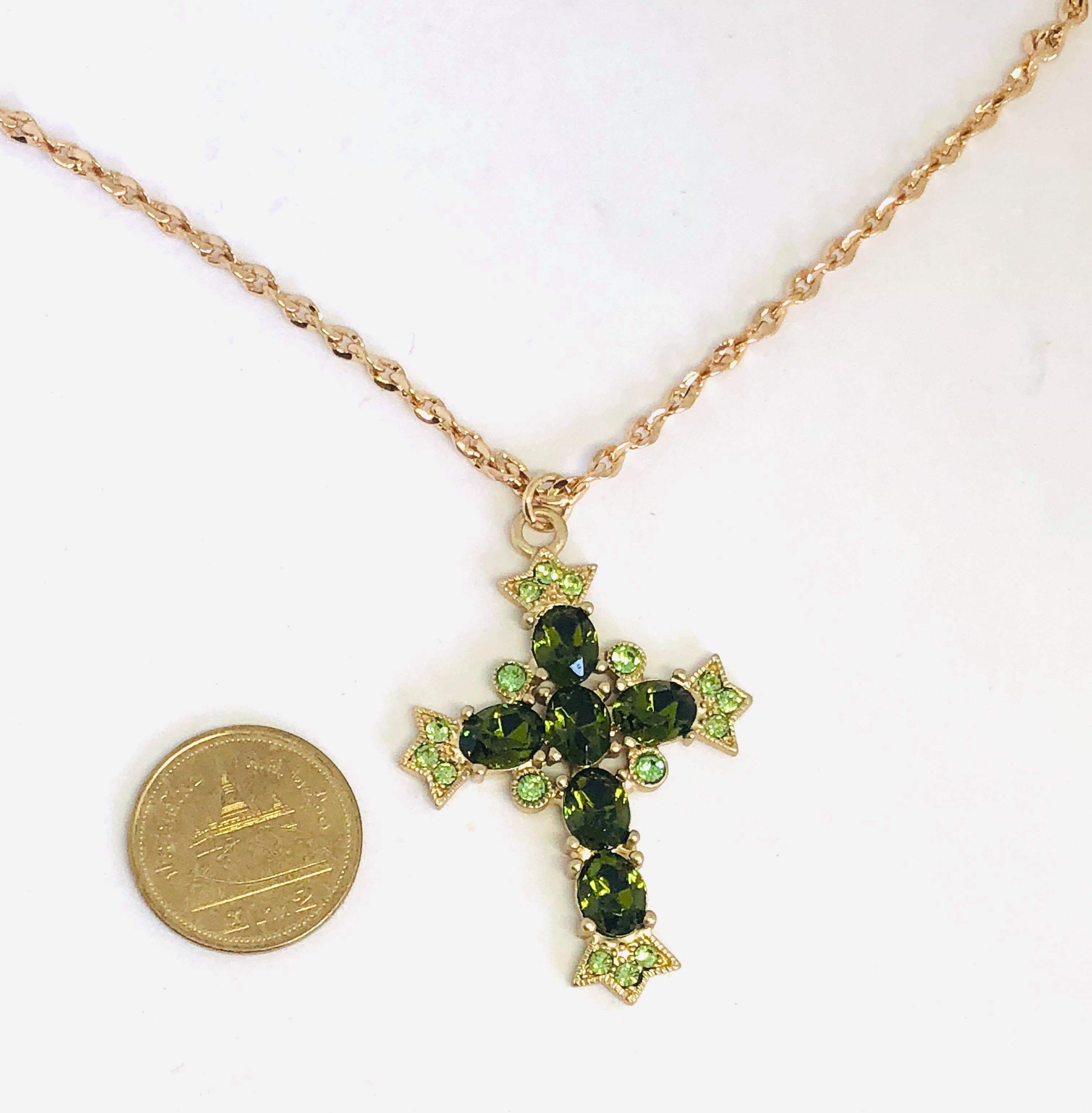 Givenchy Crystal Rhinestone Cross Necklace