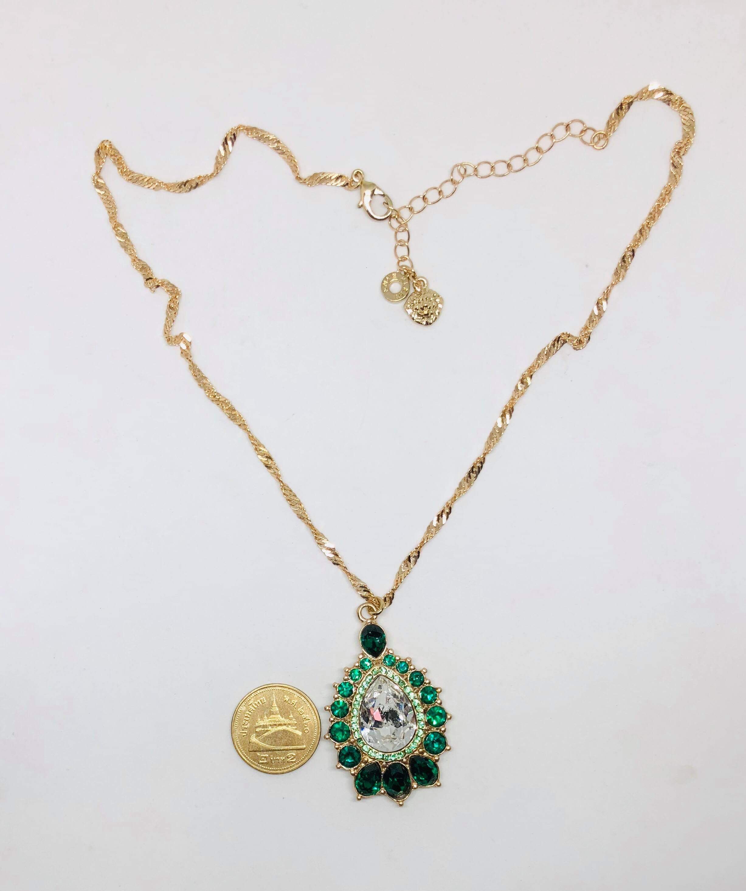 Anne Klein Gold Tone Crystal Pendant Necklace