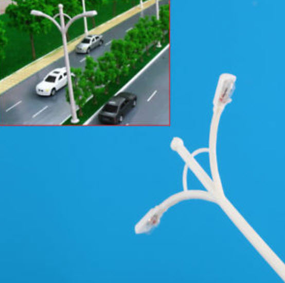 เสาไฟถนนสองกิ่ง 6V สูง 7 ซ.ม. (สเกล 1:150) / 5 ต้น