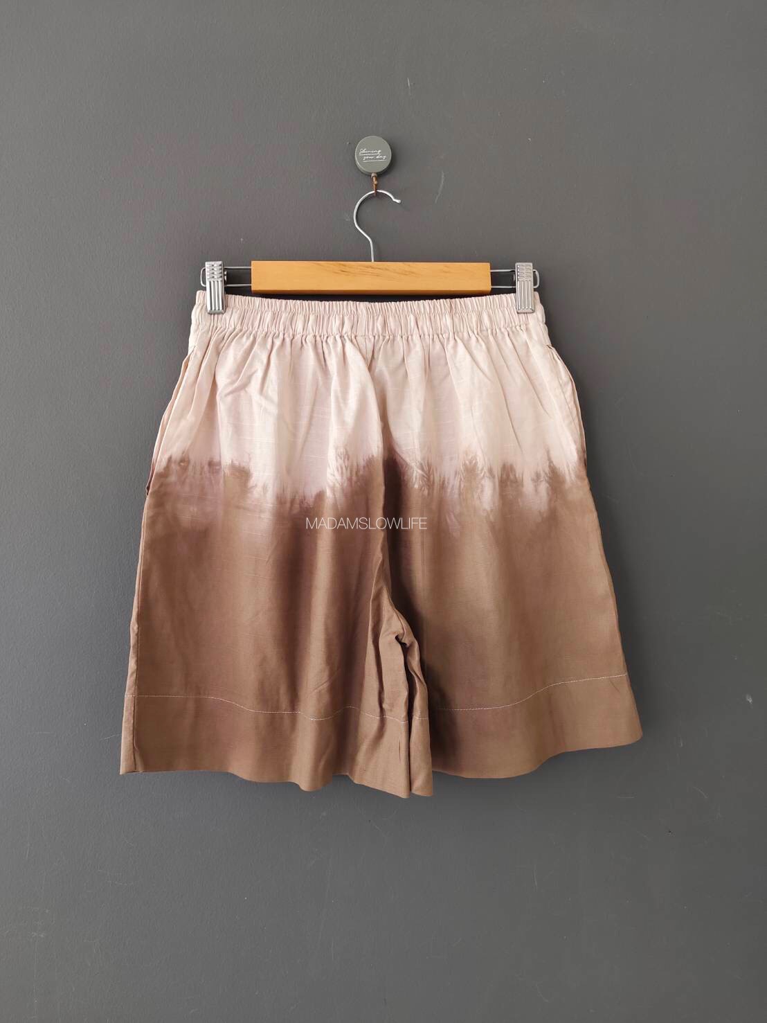 กางเกงขาสั้น Size: S M L XL 2XL มัดย้อมสีน้ำตาลทูโทน