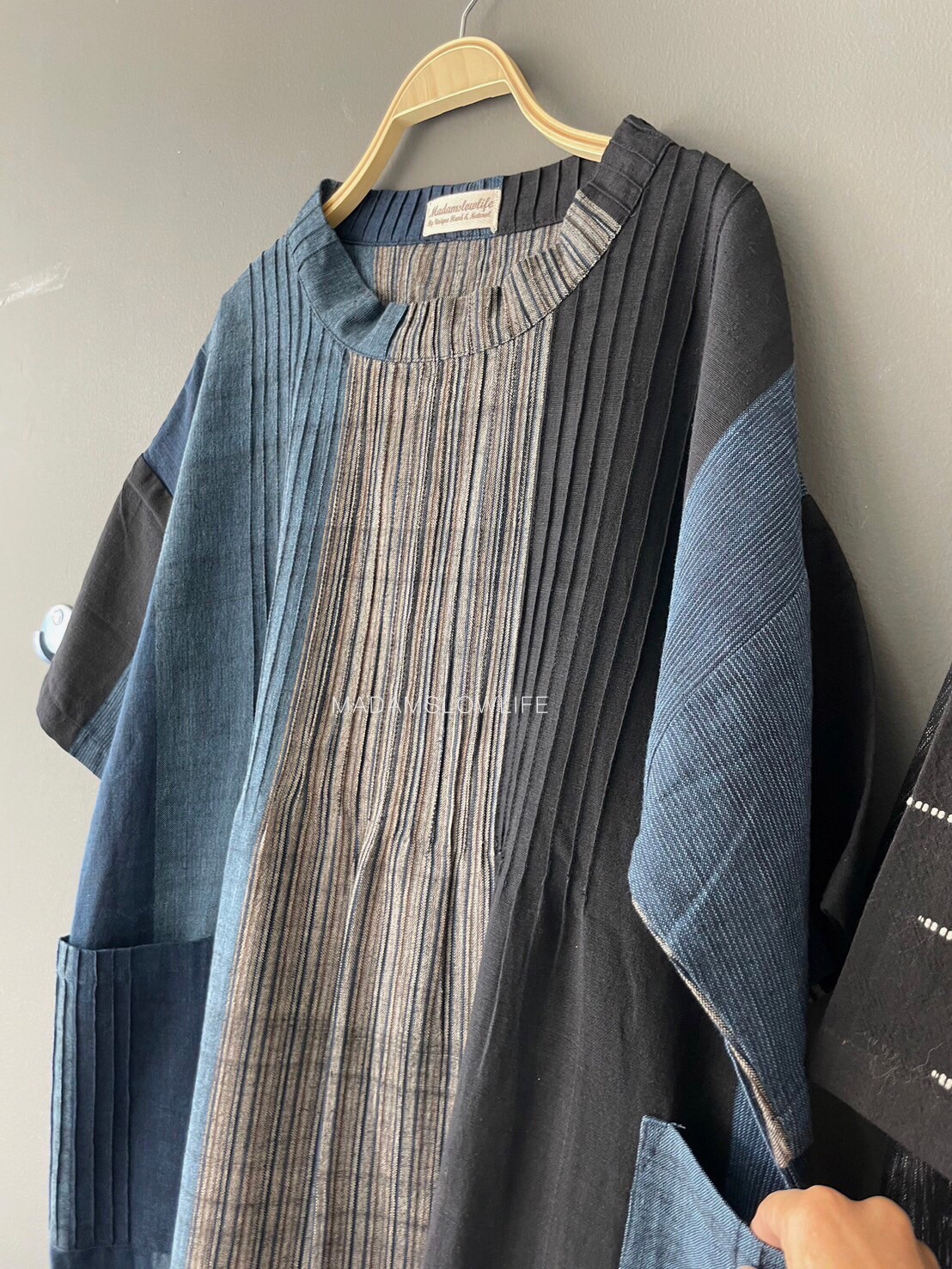 เดรสแซก Size F อก 38-48 ยาว 41 เนื้อผ้าทอด้วยมือ