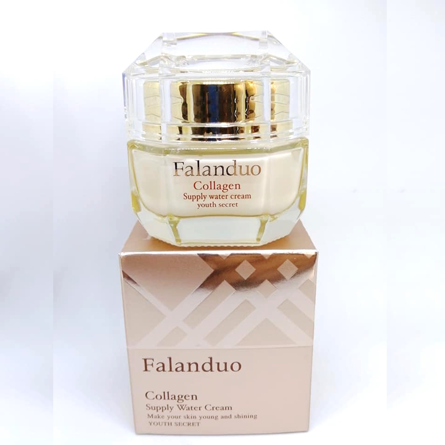 Falanduo Collagen Supply Water Cream Youth Secret Moisturizer 60g ครีมบำรุงผิวหน้าสูตรคอลลาเจนเข้มข้นเพื่อผิวหน้ากระจ่างใสริ้วรอยแลดูจางลงจากสารสกัดธรรมชาติ