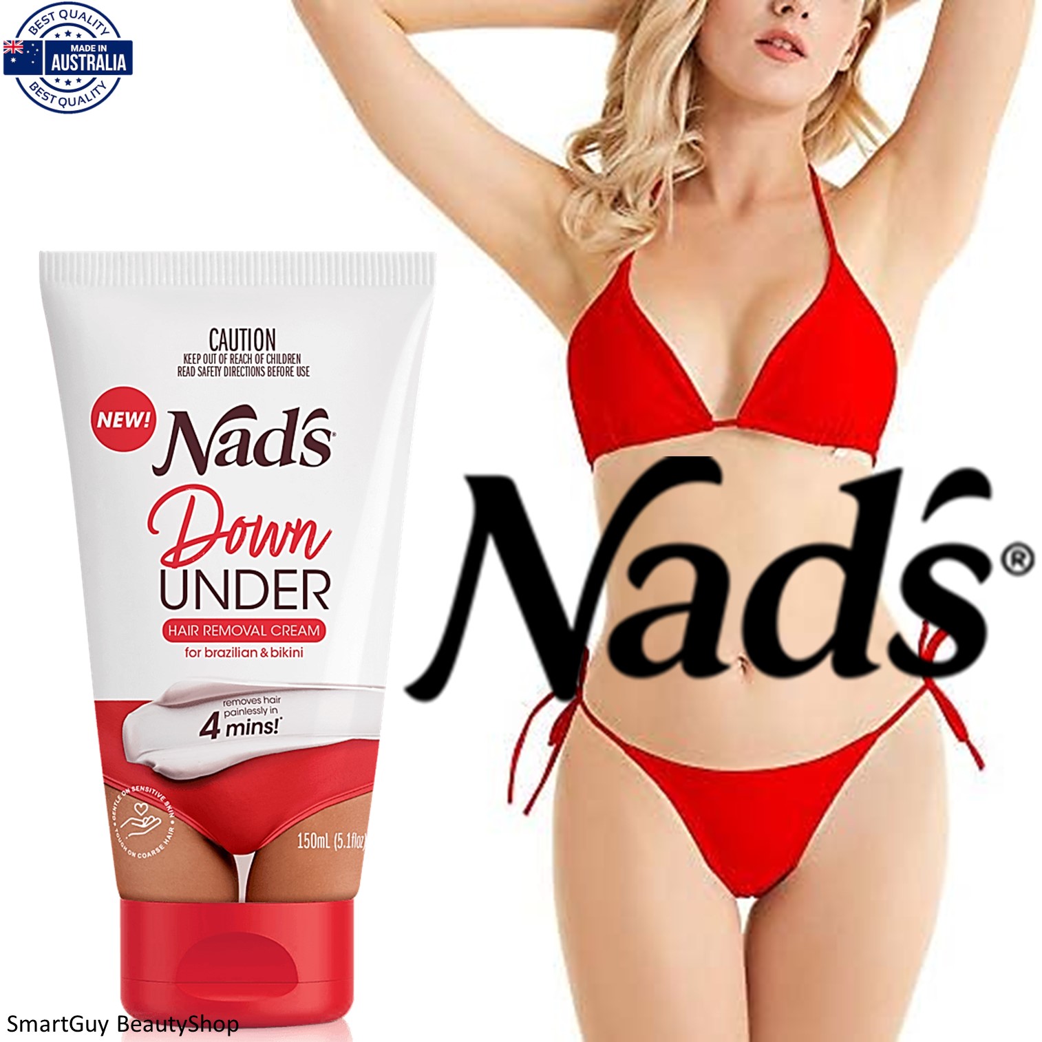 Nads Down Under Hair Removal Cream 150ml ผลิตภัณฑ์ครีมกำจัดขนสูตรอ่อนโยนบริเวณจุดซ่อนเร้นสำหรับผู้หญิงสินค้านำเข้าจากออสเตรเลียของแท้พร้อมส่ง