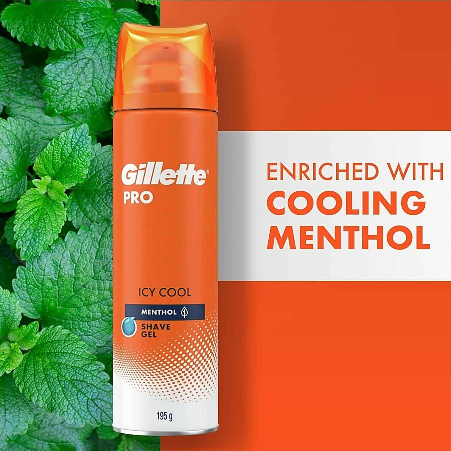 Gillette Pro Icy Cool Shaving Gel Menthol 195g เจลโฟมโกนหนวดสูตรเย็นพิเศษสินค้านำเข้าจากออสเตรเลียของแท้พร้อมส่ง