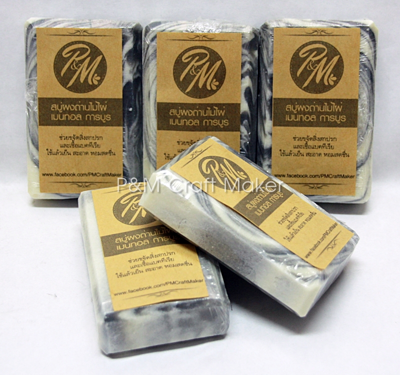 สบู่ผงถ่านไม้ไผ่ เมนทอล การบูร