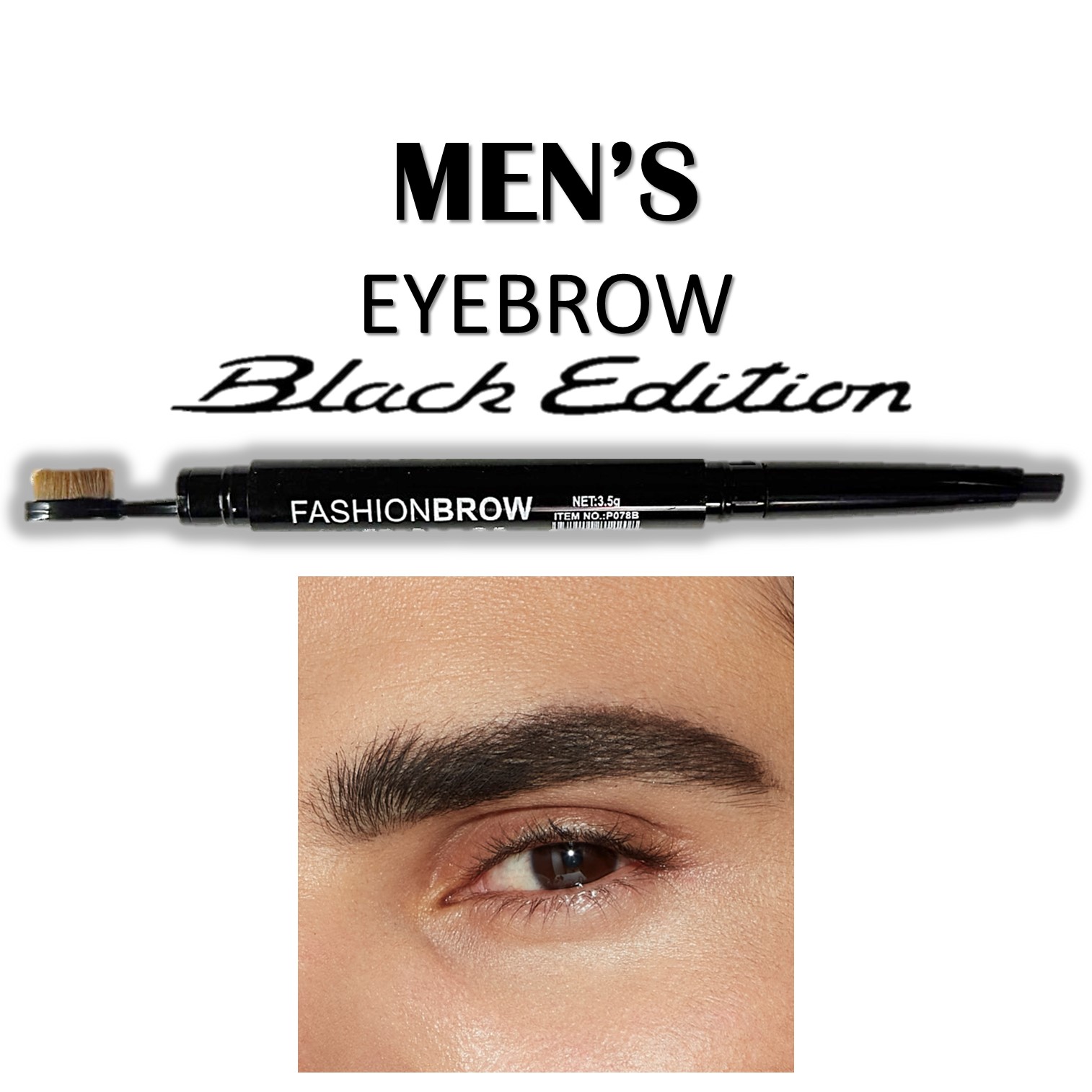 IMAN Of Noble FashionBrow WaterProof Black Edition ดินสอเขียนคิ้วผู้ชายสีดำธรรมชาติเนื้อบางเบาพิเศษพร้อมหัวแปรงนุ่มแต่งคิ้วดูดีเข้ารูป