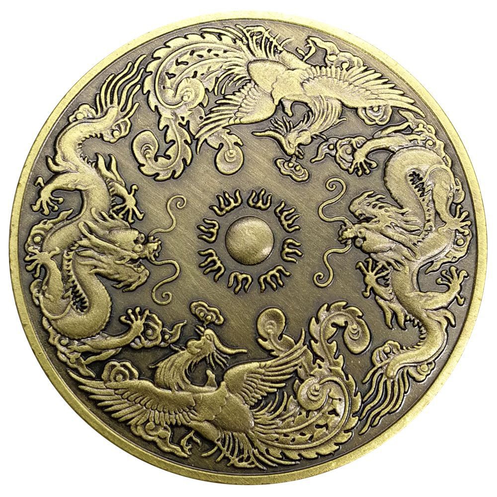 เหรียญที่ระลึก มังกรและนกฟีนิกซ์ มหามงคล Dragon and Phoenix commemorative coin Auspicious - เหรียญทำนายกลุ่มดาว