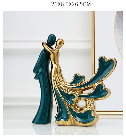 ของตั้งโชว์ เซรามิก รูปแกะสลัก คูหนุมสาว คิส เครื่องประดับวินเทจ ศิลปะ Abstract Art Light luxury couple kiss