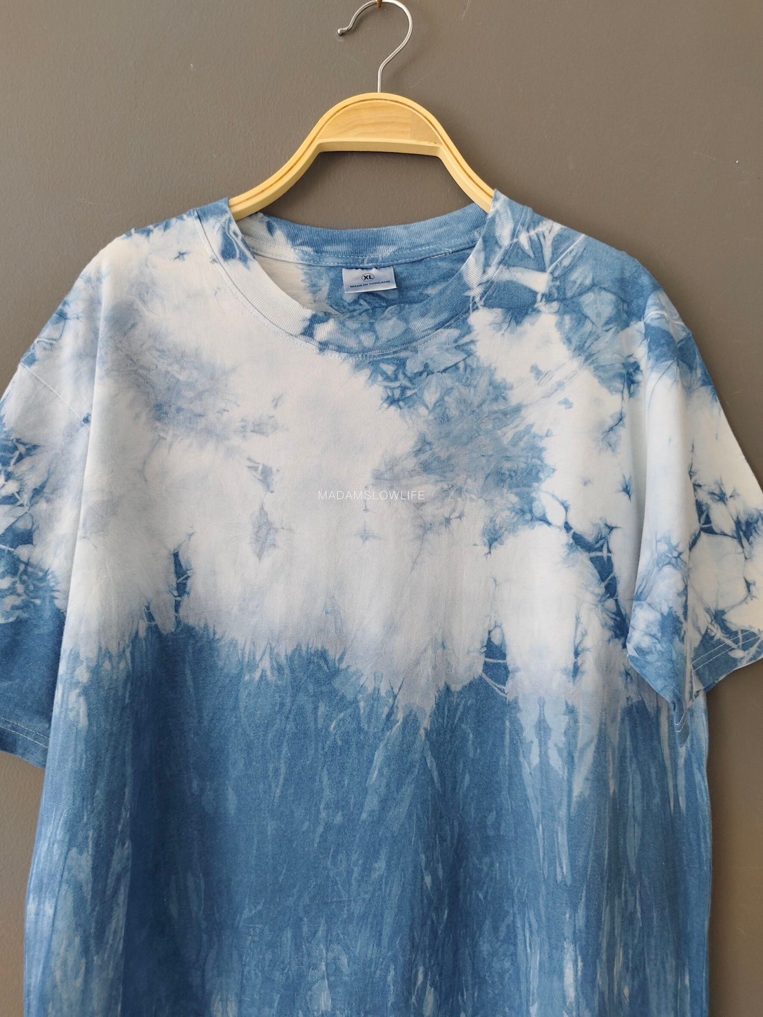เสื้อยืดผู้ใหญ่ มัดย้อมสีคราม Size : XS S M L XL 2XL 3XL 4XL 5XL