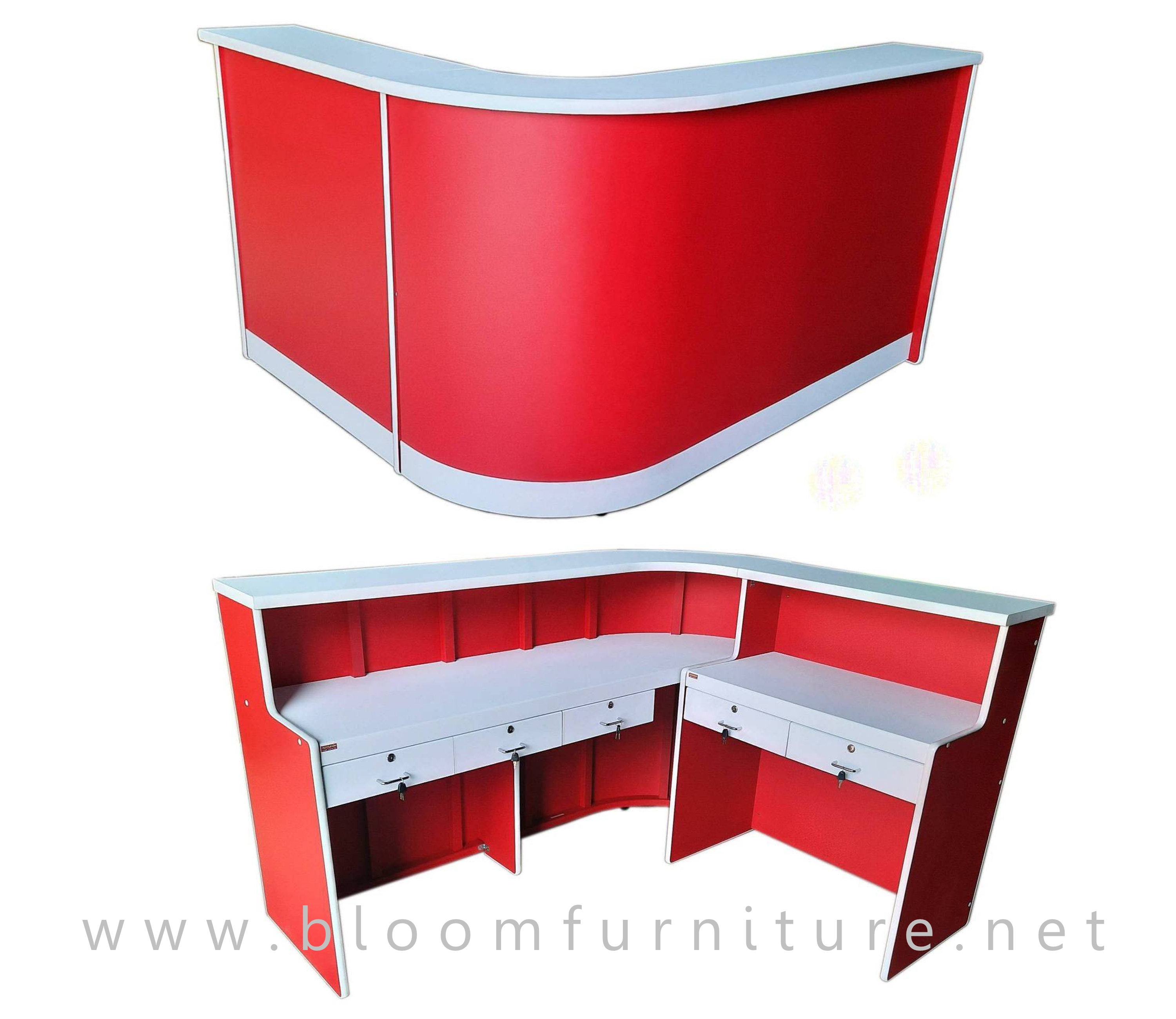 โต๊ะแคชเชียร์ โต๊ะเคาน์เตอร์ ขนาด 180x155x55x105 ซม. (เลือกสีได้ ปรับขนาดได้)