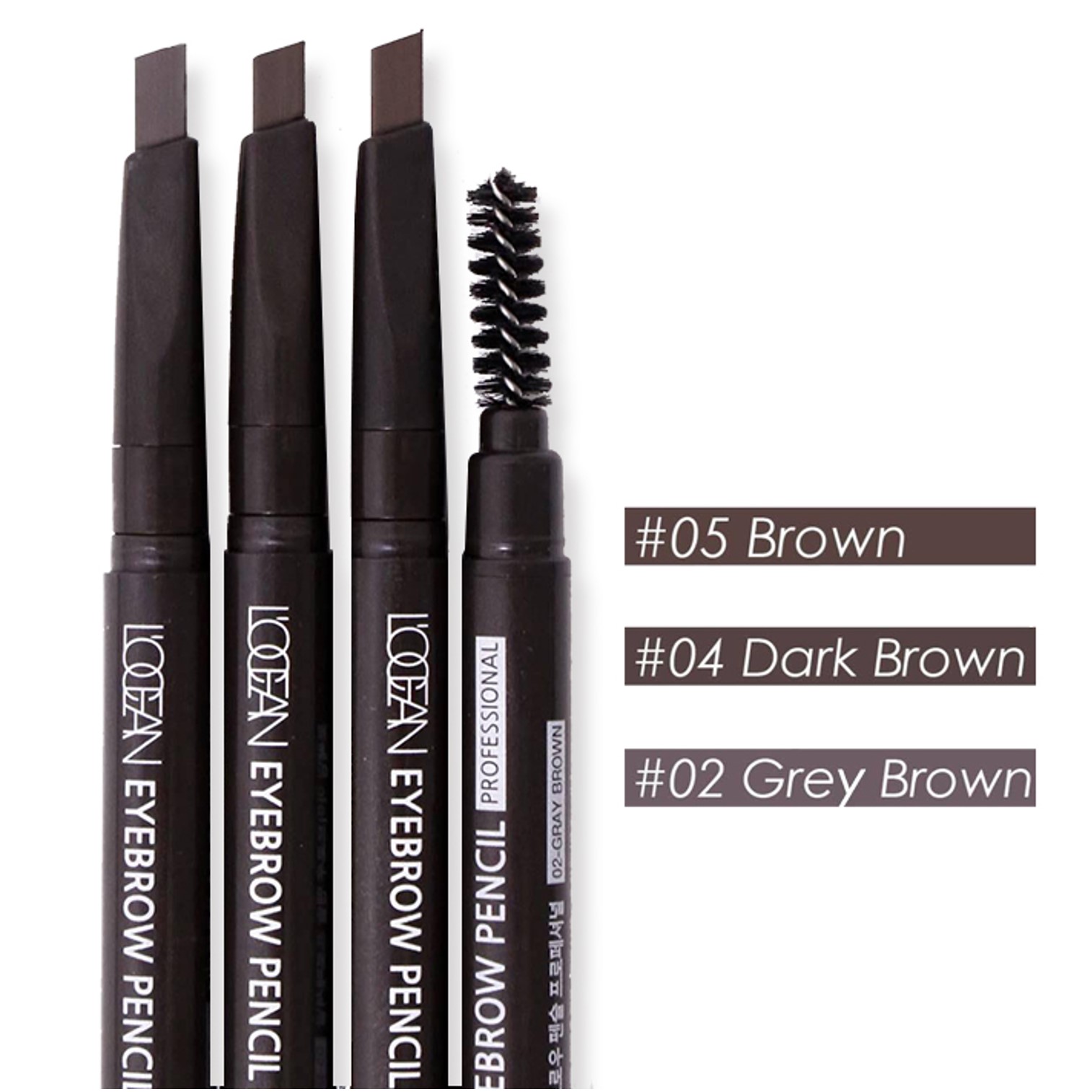 L’OCEAN Eyebrow Pencil Professional 3g. ดินสอเขียนคิ้วหัวตัด 3มิติพร้อมแปรงปัดคิ้วสีน้ำตาลธรรมชาติจากเกาหลี