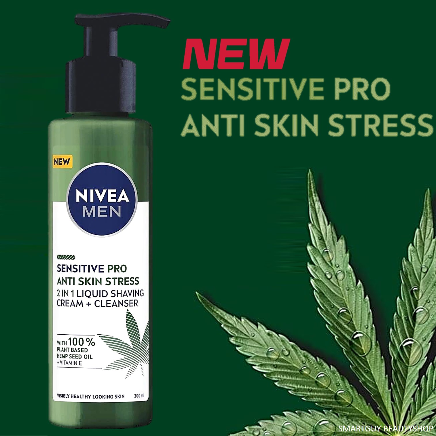 Nivea Men Sensitive Pro 2in1 Liquid Shaving Cream&Cleanser 200ml ผลิตภัณฑ์ทำความสะอาดผิวหน้าผู้ชายสูตรใหม่ล่าสุดจากนีเวียเม็นสินค้านำเข้าจากต่างประเทศ