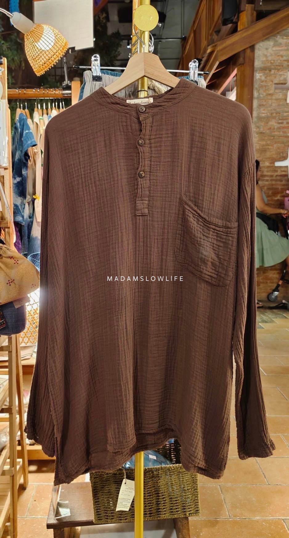 เสื้อแขนยาวคอจีน Size F เนื้อผ้าคอตตอนสาลูพรีเมียม มี 4 สี