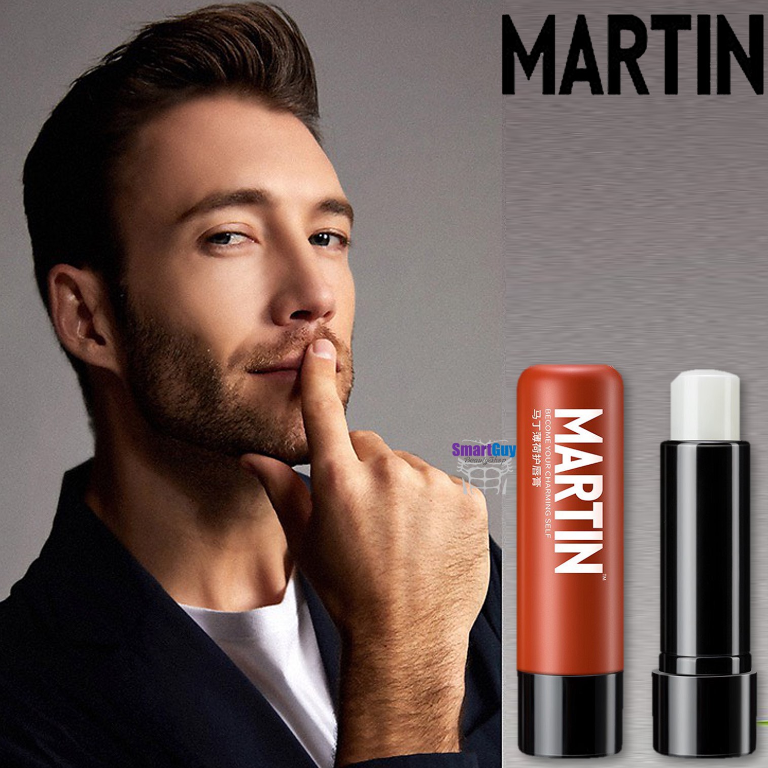 MARTIN Lip Balm For Men 4.5g. ลิปบาล์มบำรุงและแก้ปัญหาริมฝีปากอิ่มน้ำเนียนนุ่มชุ่มชื้นแลดูสุขภาพดีสูตรสำหรับผู้ชาย