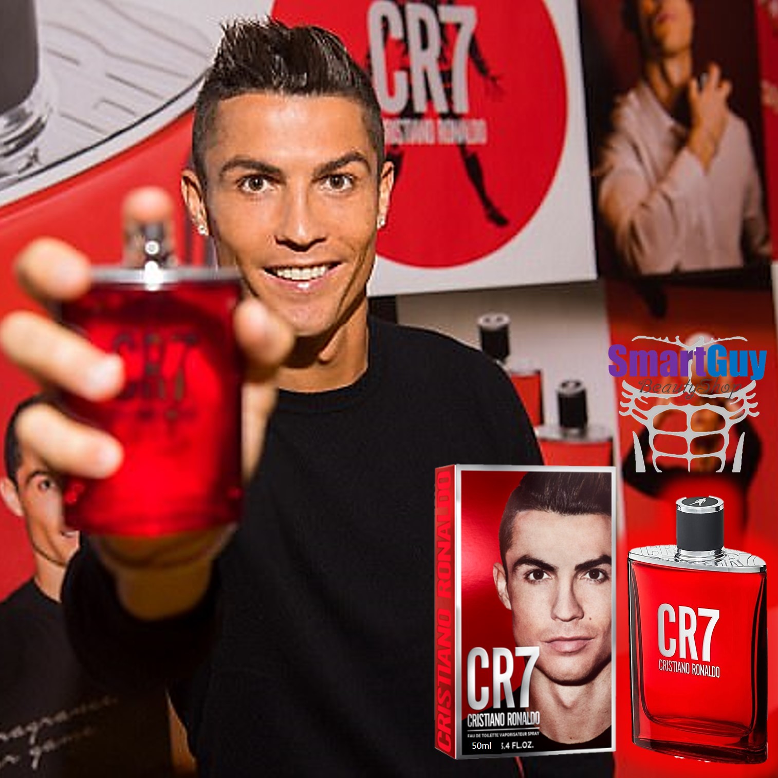 CR7 Cristiano Ronaldo Eau De Toilette Vaporisateur Spray 50ml. น้ำหอมลิขสิทธิ์แท้จากโรนัลโดกลิ่นหอมเย็นสำหรับผู้ชายสปอร์ตแมนผสานความเซ็กซี่น่าค้นหา สินค้านำเข้าของแท้ 100%