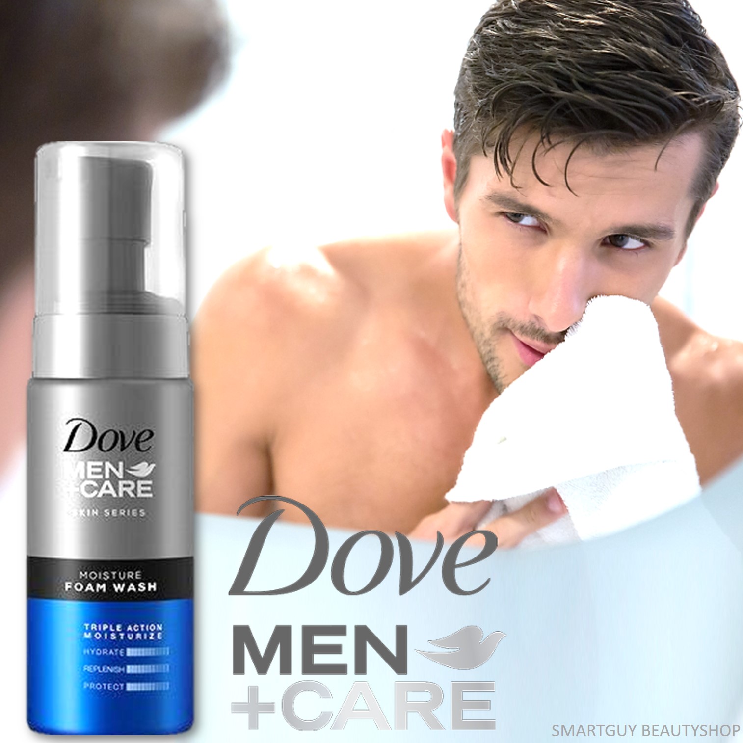 DOVE MEN MOISTURE FOAM WASH 140MLมูสโฟมทำความสะอาดผิวหน้าสูตรมอยซ์เจอร์ไรเซอร์เข้มข้นสำหรับผู้ชายสินค้านำเข้าจากญี่ปุ่น