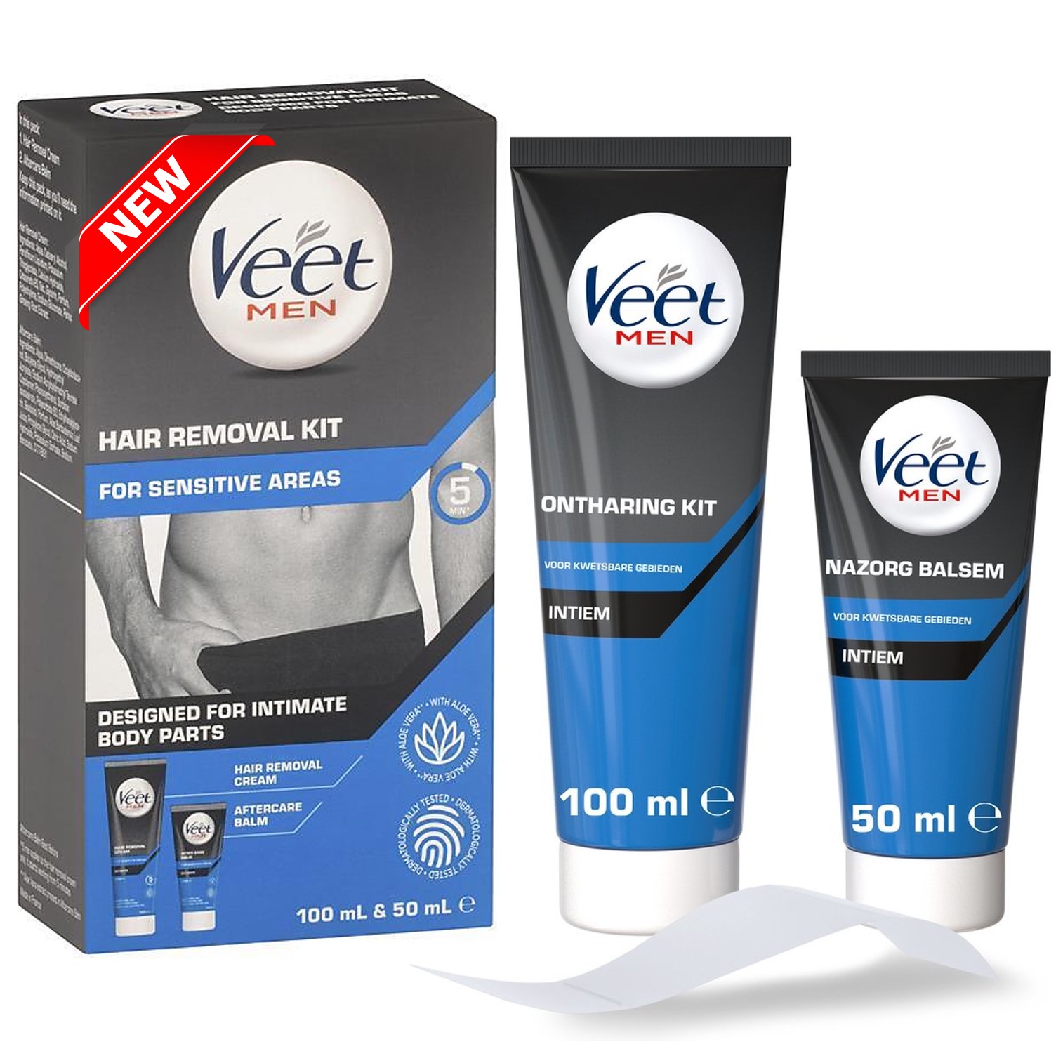 Veet Men Intimate Hair Removal Kit For Sensitive Areas ผลิตภัณฑ์กำจัดขนสูตรอ่อนโยนสำหรับผู้ชายบริเวณจุดซ่อนเร้นตามร่ายกาย