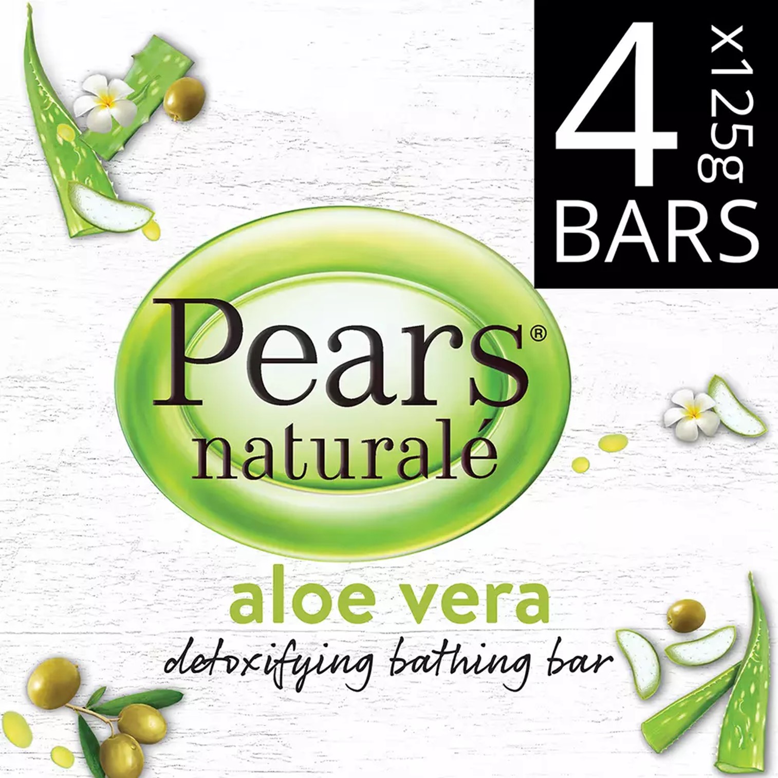 Pears Naturalé Detoxifying Soap Bar Aloe Vera 125g Pack of 4 4 สบู่อาบน้ำทำความสะอาดผิวกายสูตรพิเศษใหม่ล่าสุดสินค้านำเข้าจากออสเตรเลียของแท้พร้อมส่ง
