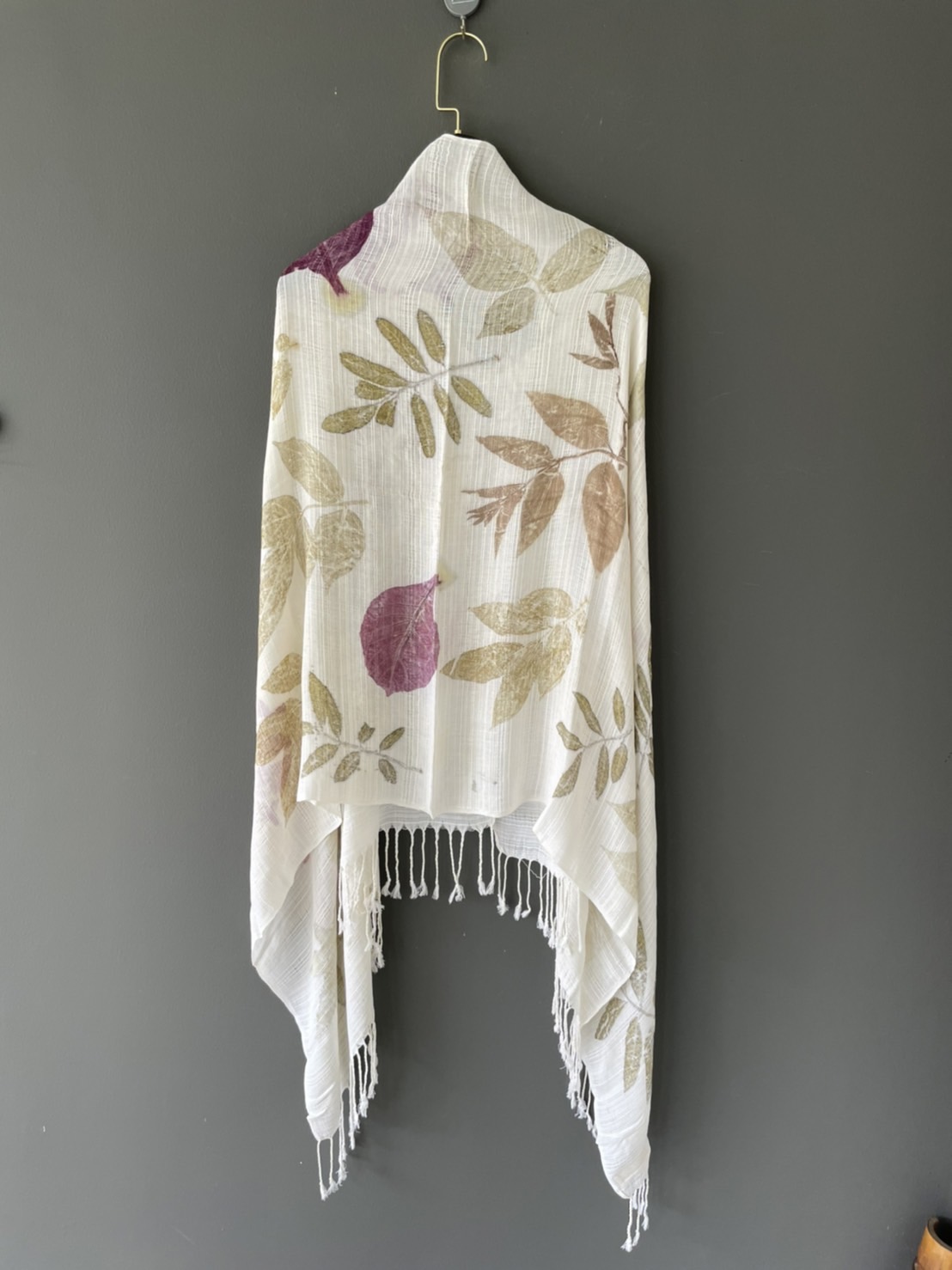 ผ้าพันคอ Thai Silk Scarf Eco Print Size:65cm.*160cm.