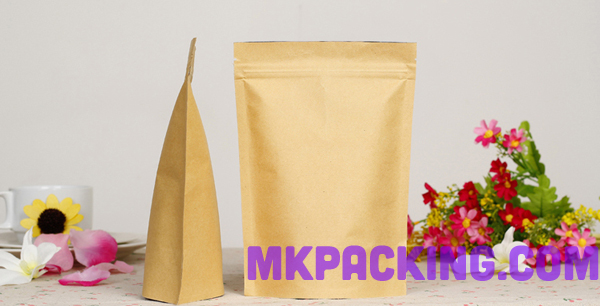 ถุงกระดาษคราฟท์ ทึบ ซิปล็อค ตั้งได้ ขนาด 20*30+5 ซม