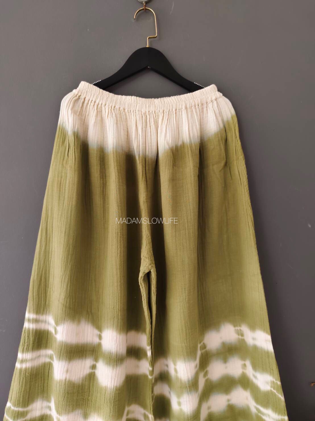 กางเกงขายาว มัดย้อมสีเขียวปลอดสารพิษ