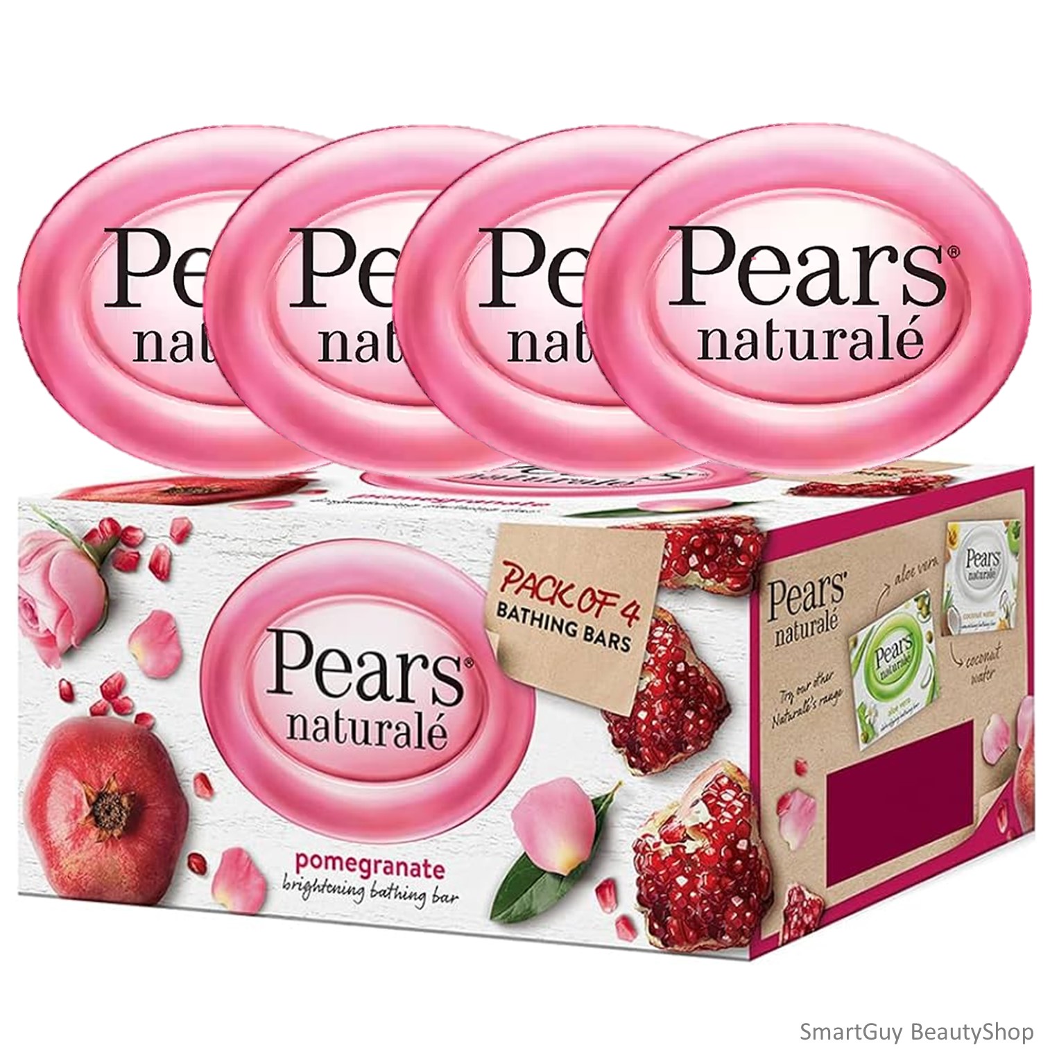 Pears Naturale Pomegranate bathing bar 125g pack of 4 สบู่อาบน้ำทำความสะอาดผิวกายสูตรพิเศษใหม่ล่าสุดสินค้านำเข้าจากออสเตรเลียของแท้พร้อมส่ง