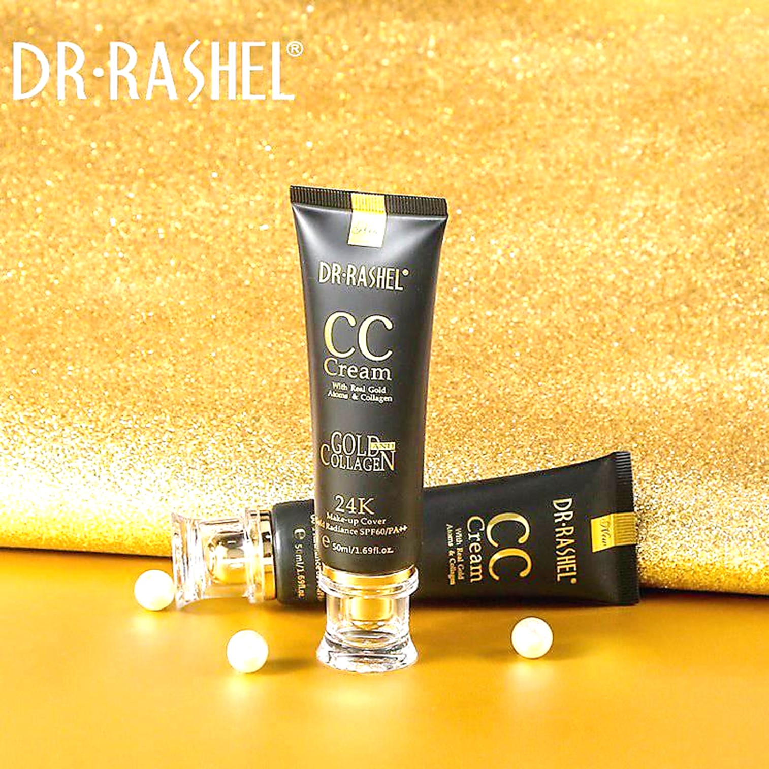 Dr.Rashel 24K Gold collagen CC Cream SPF60 ซีซีครีมสูตรคอลลาเจนผสมทองคำเนื้อบางเบาพร้อมป้องกันแสงแดดในขั้นตอนเดียวสินค้าของแท้พร้อมส่ง