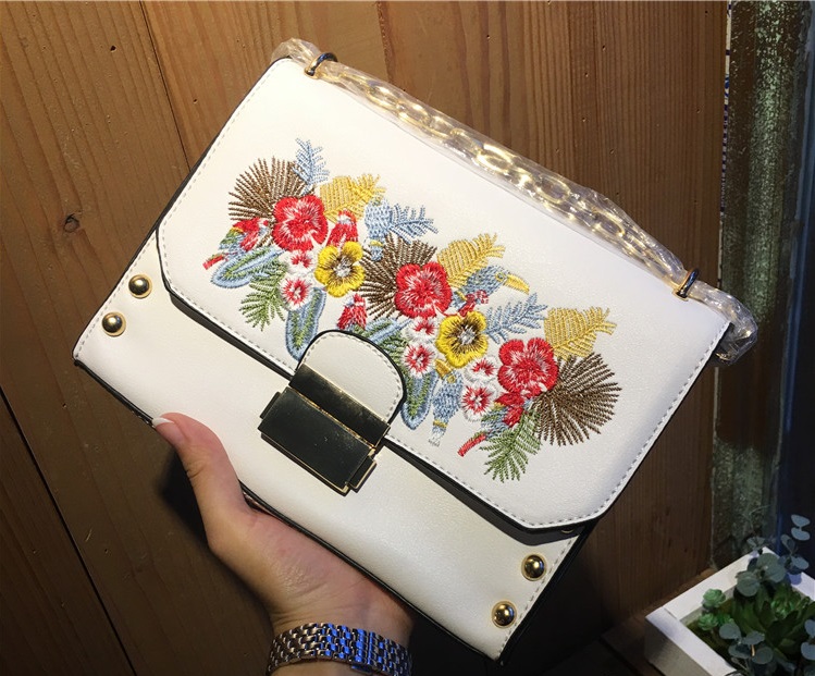 Stradivarius Messenger Bag With Large Embroidered Flowers