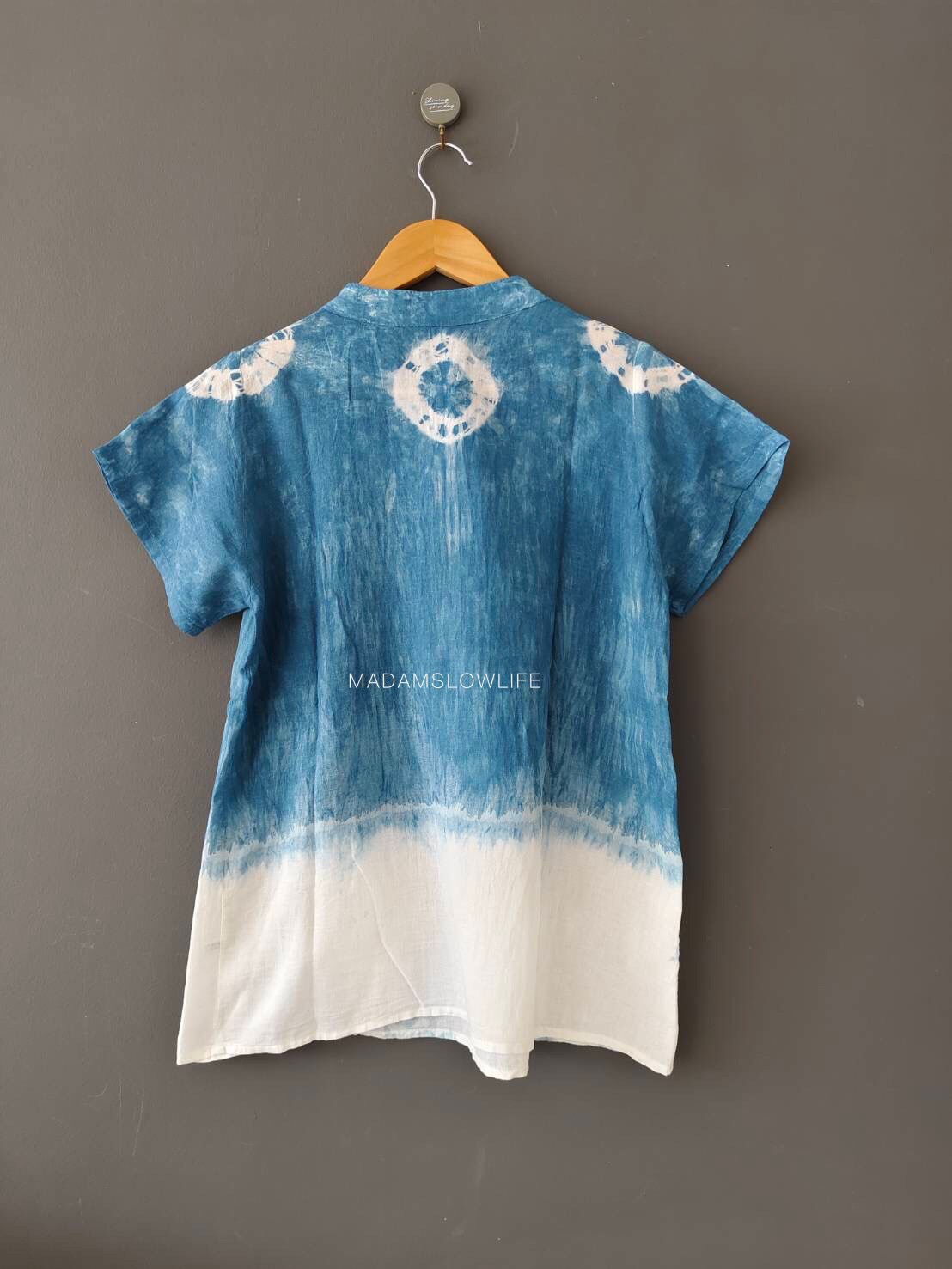 เสื้อผู้หญิงคอจีน สีคราม Size:F