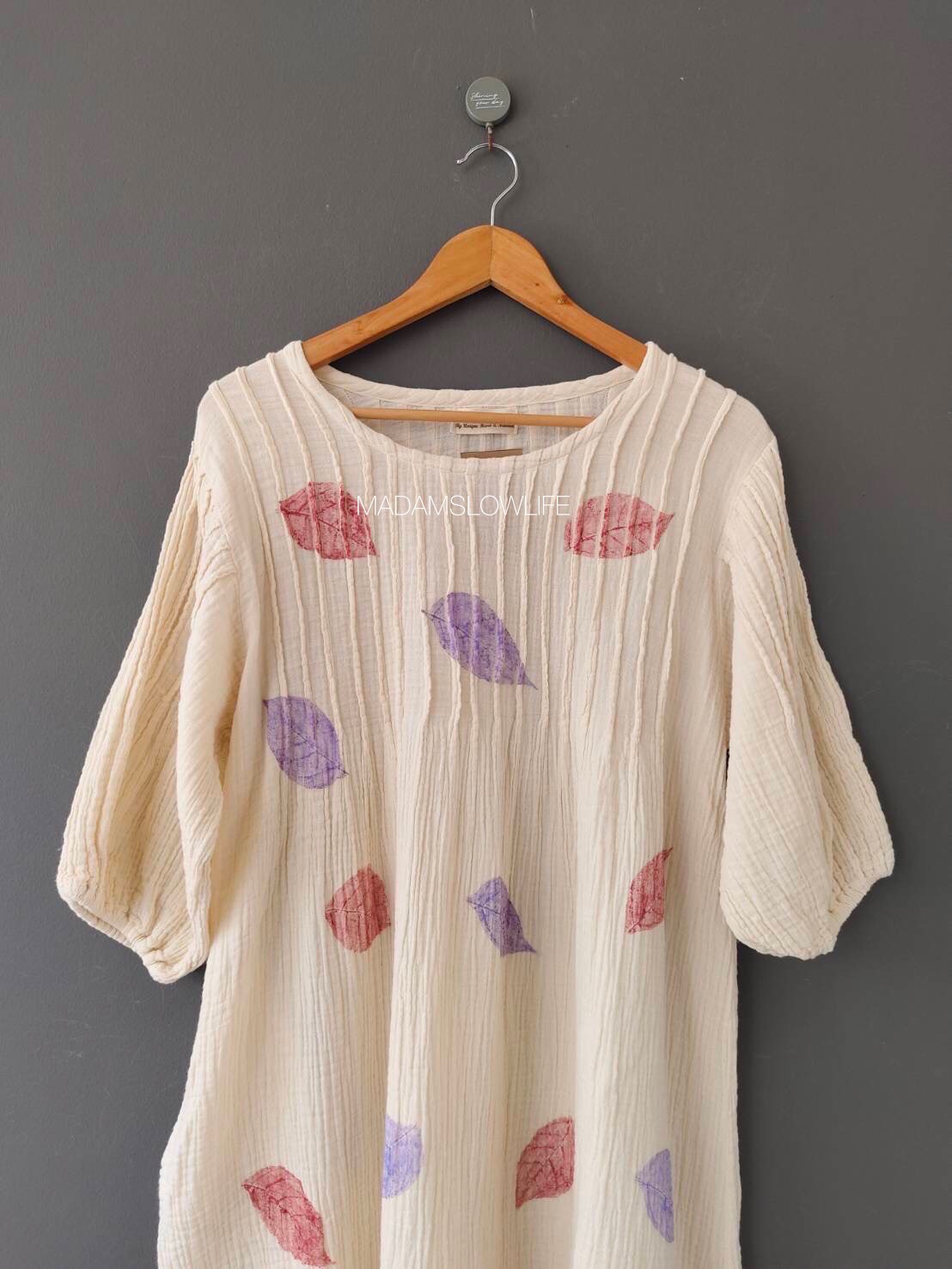 เดรสพิมพ์ใบไม้ Size F อก 36-42 นิ้ว