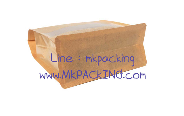 ถุงคราฟท์ ขยาย หน้าต่างขุ่น ซิปล็อค ตั้งได้ ขนาด 20*30+5 ซม.