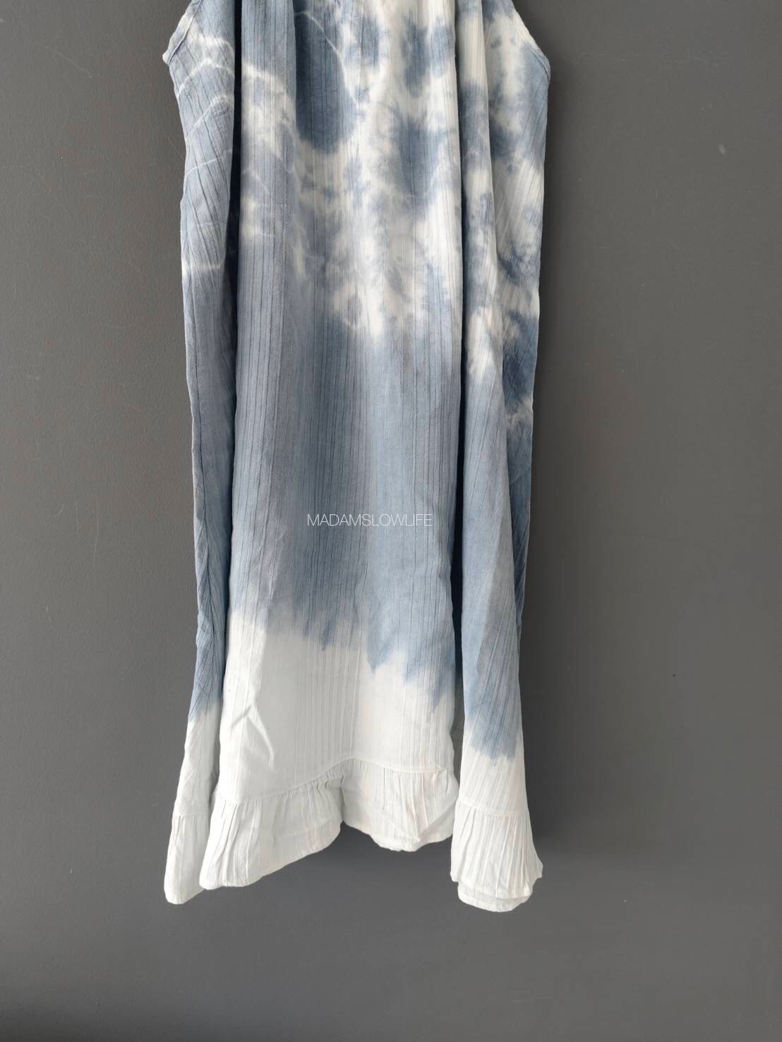 ชุดเดรสผู้ใหญ่นางฟ้ามัดย้อมสีฟ้าเทา Size: F