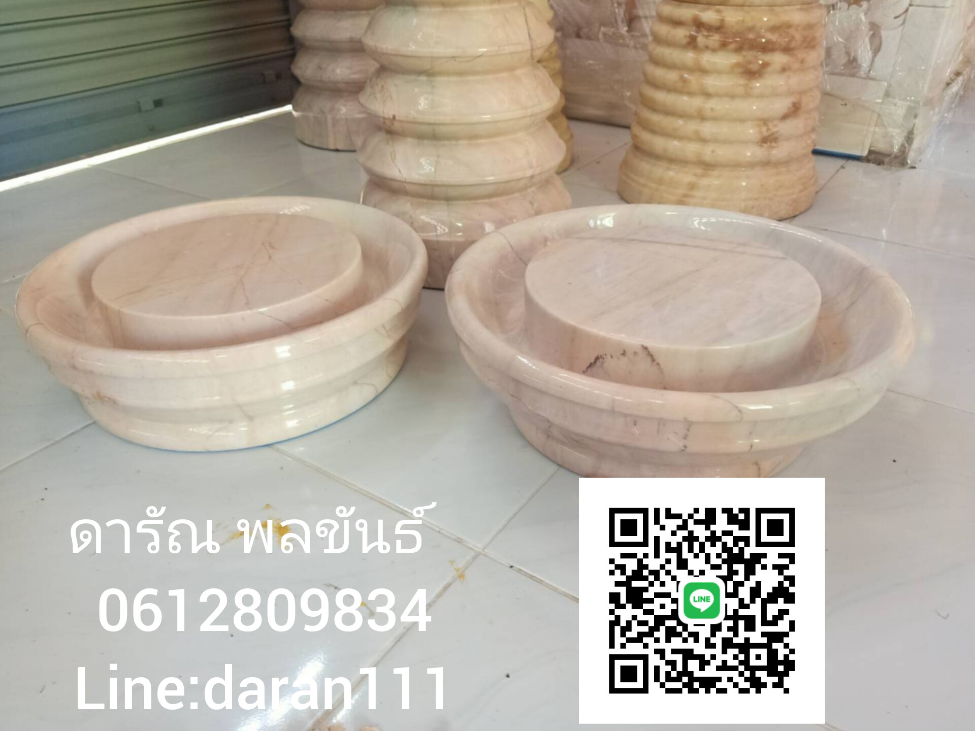 อ่างหินอ่อนพร้อมฐานวางข้างในฐานวางด้านในกว้าง 9 นิ้วอ่างกว้าง 30 cm ราคาคู่ละ