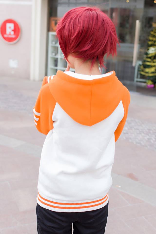 เสื้อฮู้ดรีบอร์น ชุดซึนะ (สีส้มขาว)
