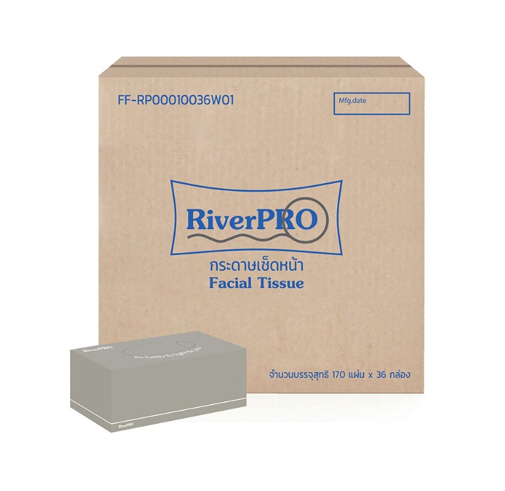 กระดาษเช็ดหน้ากล่อง RiverPro 20x20cm.