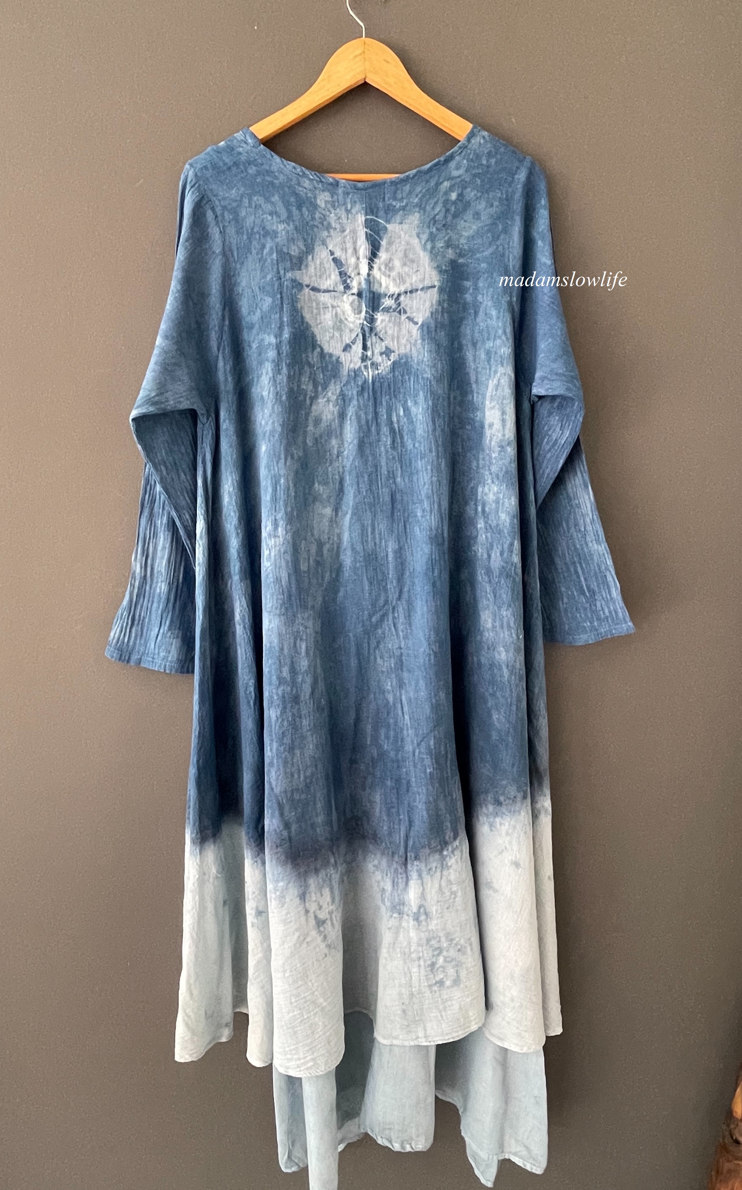 เดรสมัดย้อมผ้าคอตตอนนุ่มสวมใส่สบาย อก38-48 นิ้ว