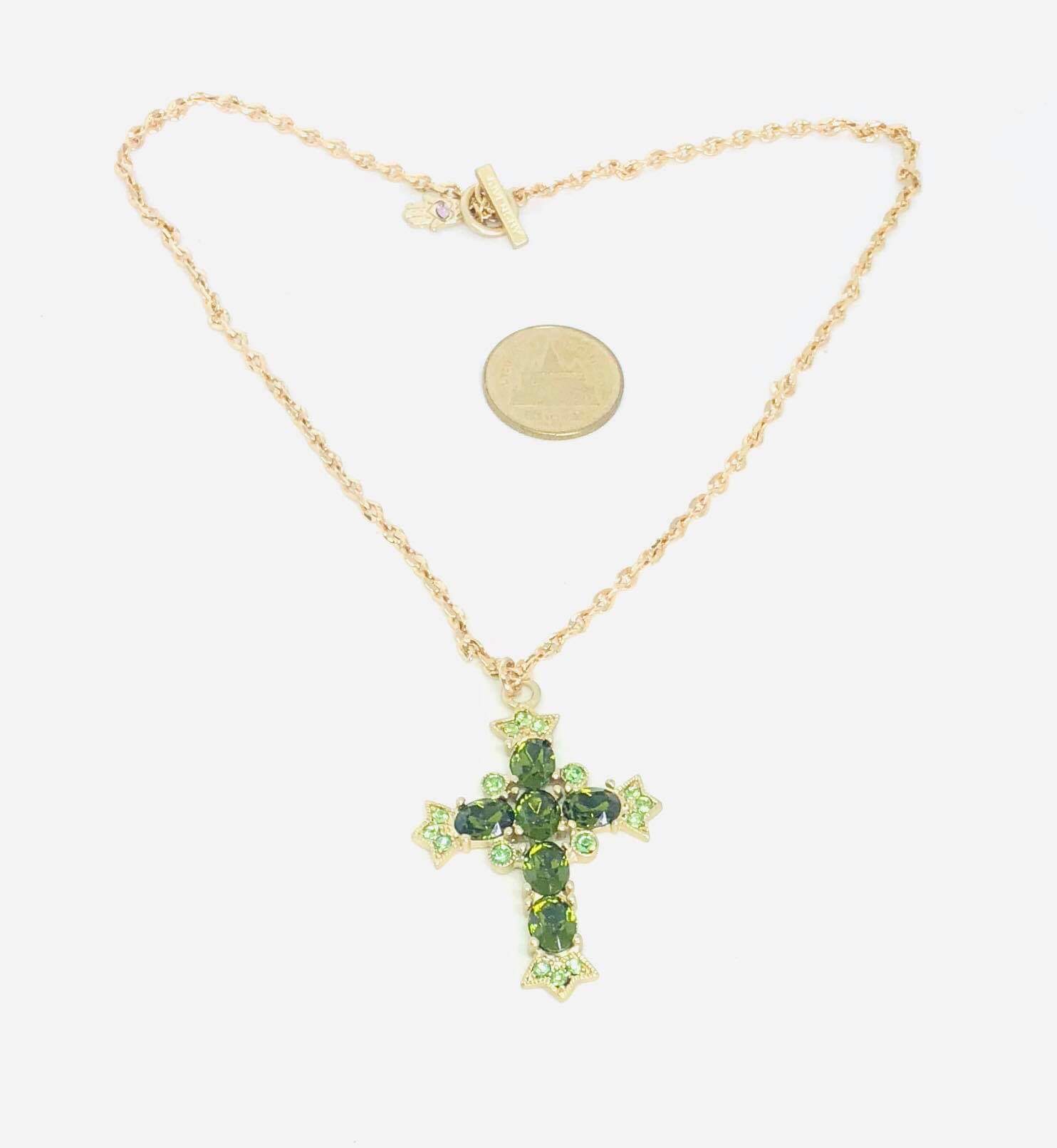 Givenchy Crystal Rhinestone Cross Necklace