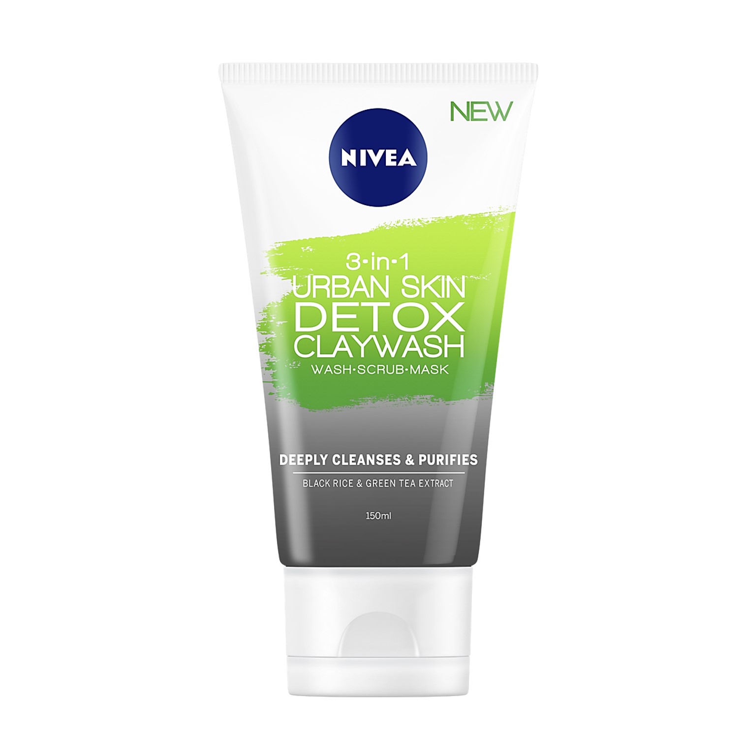 NIVEA 3-IN-1 URBAN SKIN DETOX CLAY WASH 150ml. ผลิตภัณฑ์ทำความสะอาดผิวหน้าประสิทธิภาพสูงสูตรใหม่ล่าสุดเพื่อผิวหน้ากระจ่างใสจากนีเวีย