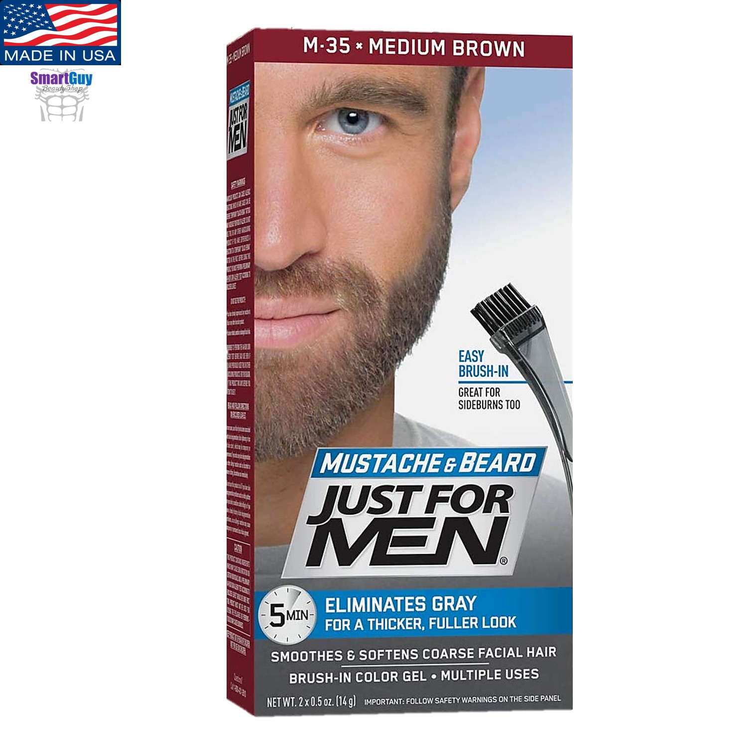Just For Men Moustache & Beard M35 Medium Brown 14g. ครีมเปลี่ยนสีหนวดเคราคิ้วสำหรับผู้ชาย สินค้านำเข้าจากสหรัฐอเมริกา สีน้ำตาลธรรมชาติ