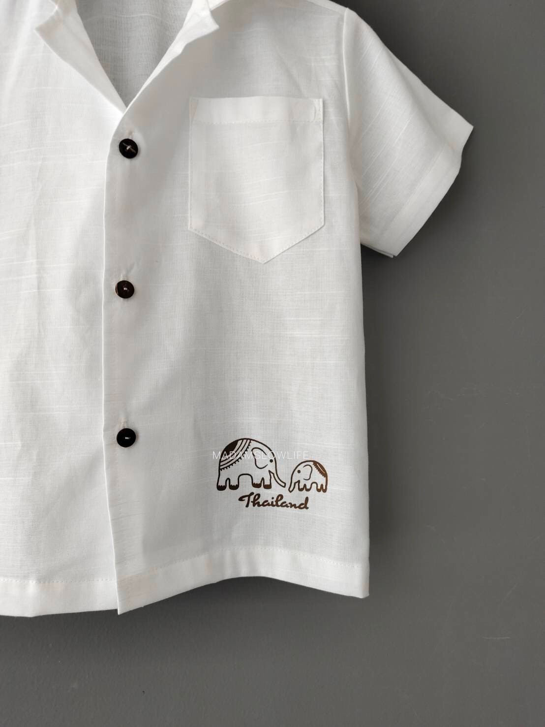 เสื้อฮาวายเด็ก พิมพ์ลายช้าง Size 100,110,120,130,140,150,160