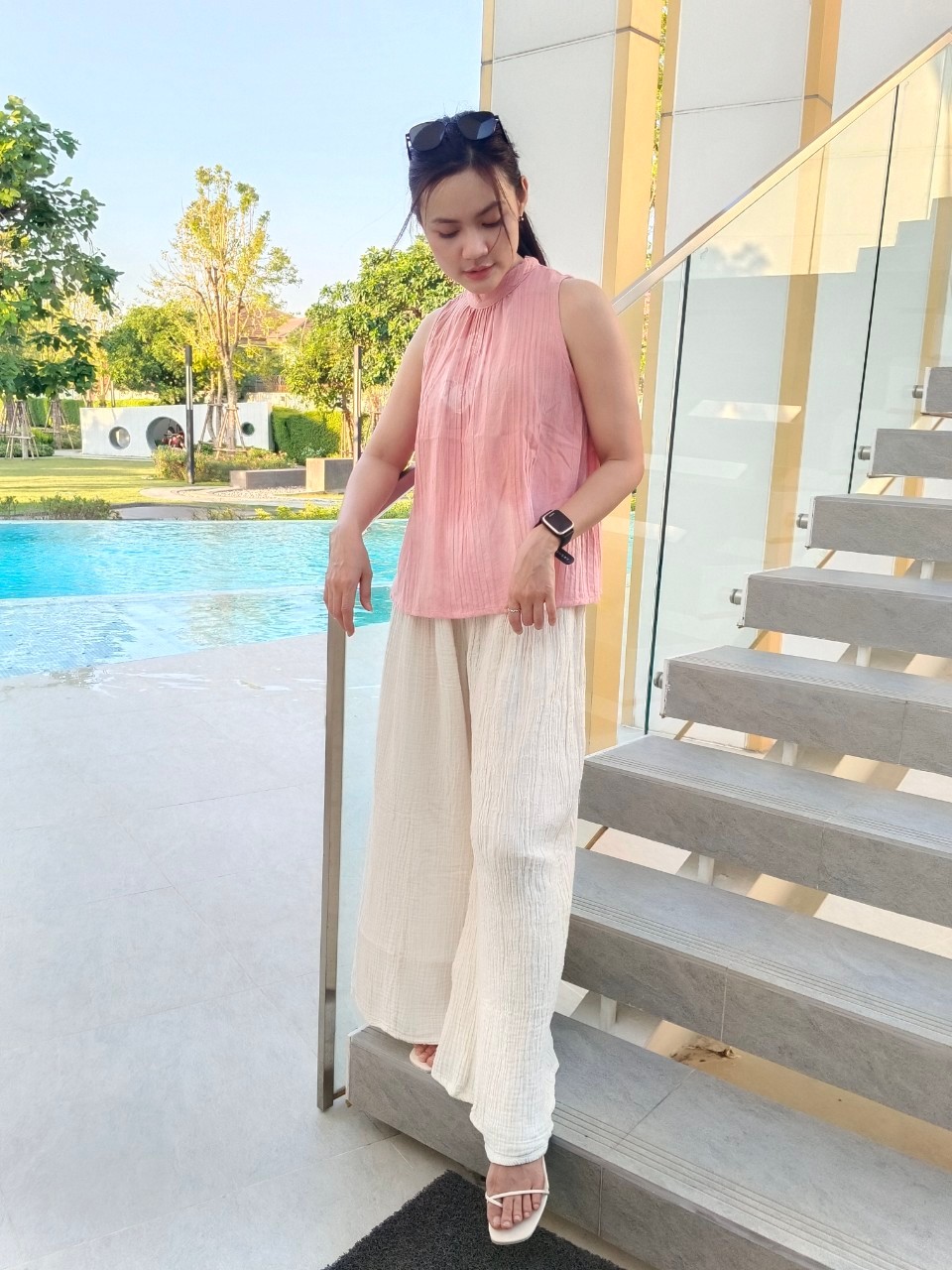 ชุดเซตเสื้อ+กางเกงขายาว งานแฮนเมดด์ ผ้ามัดย้อม มีให้เลือก 2 สี