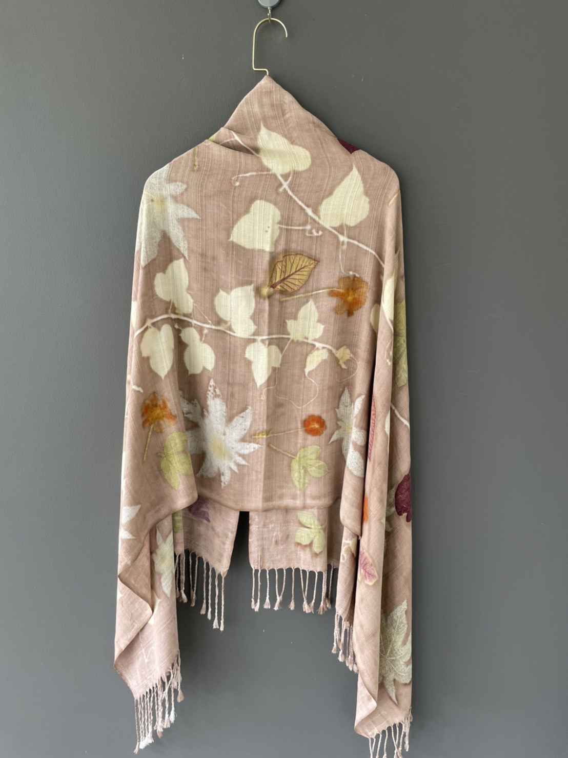 ผ้าพันคอ Thai Silk Scarf Eco Print Size:65cm.*160cm.