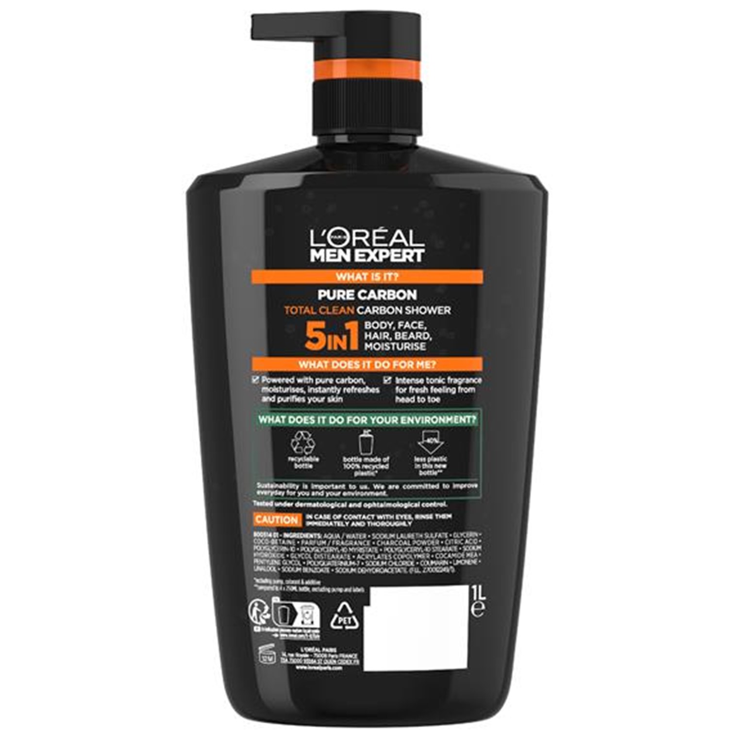 L'Oreal Men Expert 5in1 Pure Carbon Shower Gel 1 Litre เจลอาบน้ำกลิ่นหอมสดชื่นพิเศษสำหรับผู้ชายสินค้านำเข้าจากออสเตรเลียของแท้พร้อมส่ง